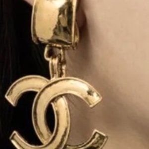 CC LOGO JUMBO GOLD PLATED DANGLE DROP  EARRINGS HAS SOLD!!!